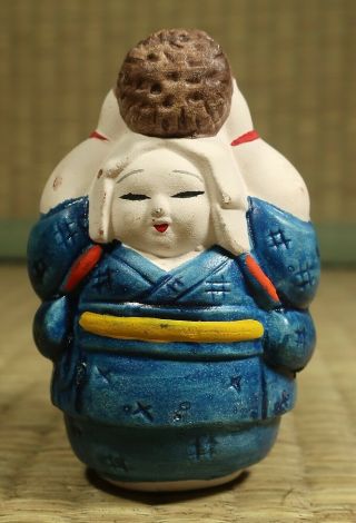 Ceramic Bell / Woman Farmer Design / Japanese / Vintage