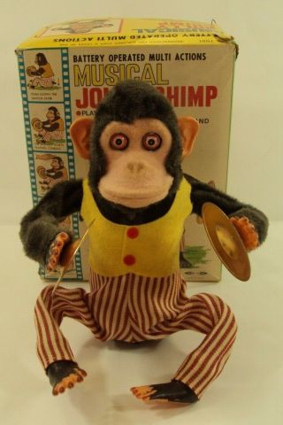 Vintage Musical Jolly Chimp W/box 7061 Daishin Japan Toy Story Monkey