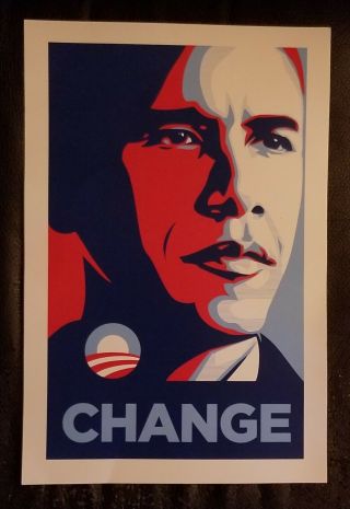 Only $99 Barack Obama " Change " By Shepard Fairey Print Poster