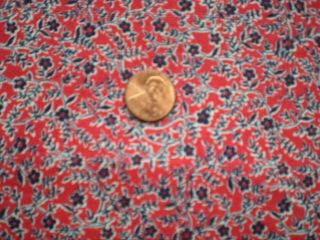 Tiny Floral Full Vtg Feedsack Quilt Sewing Doll Clohtes Craft Fabric Red Navy