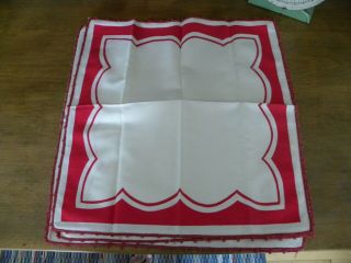 Vintage Cloth Napkins Red And White