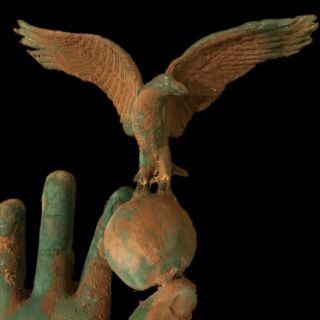 Rare Ancient Roman Bronze Life Size Hand With Eagle - 200 - 400 Ad (1)