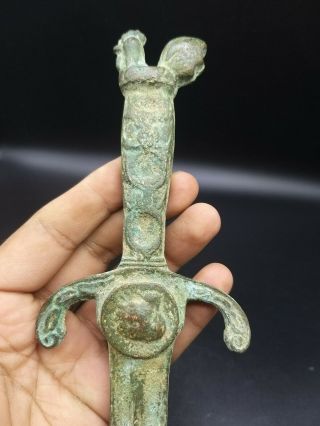 Rare Old Antique Roman Byzintine Bronze Sword With A Bird On Top 2