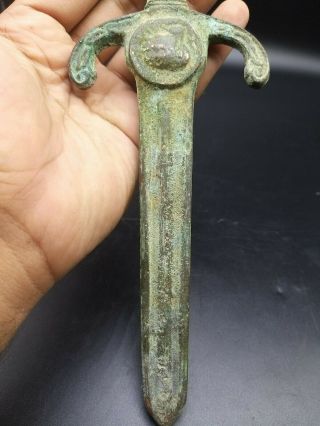 Rare Old Antique Roman Byzintine Bronze Sword With A Bird On Top 3
