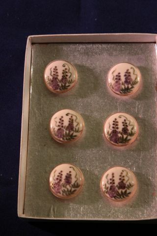 Satsuma Vintage Porcelain Hand Painted Button Set Purple/gold/green