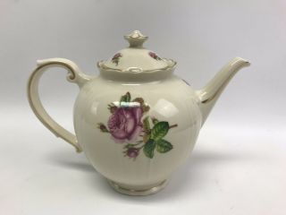 Vintage Syracuse China Federal Shape Victoria Rose / Rosalie Tea Pot / Teapot 3