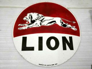 Lion Oil Porcelain Enamel Sign 42 Inches Round Double Sided Sign