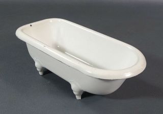 Art Deco Hungarian Porcelain Enamel Lampart Advertising 7.  5 " Mini Bathtub Model