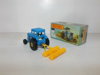 MATCHBOX S/F NO.  46 - C FORD TRACTOR AND HARROW BLUE,  YELLOW REAR HUBS MIB 3