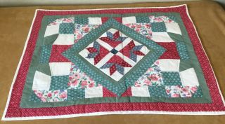 Patchwork Quilt Wall Hanging,  Flower Design,  Diamonds,  Triangles,  Floral Calicos