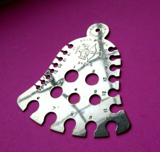 . Antique Bell Shaped Knitting Pin Gauge,  Robin Hood Logo,  London Maker