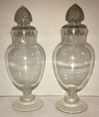 Stunning Pair Vintage Glass Apothecary Show Globe Jar Glass Candy Store