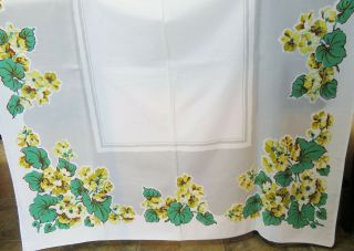 Vintage Print Tablecloth Green And Gold Geraniums Theme