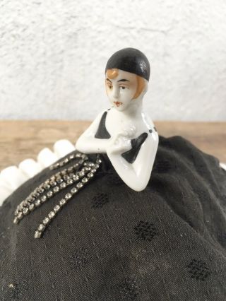Antique Vintage German Boudoir Flapper Girl Half Doll Pin Cushion