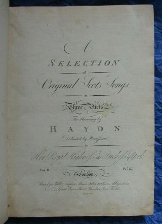 Very Rare,  Lovely 1795 1st Ed.  " A Selection Of Scots Songs " Vol.  2