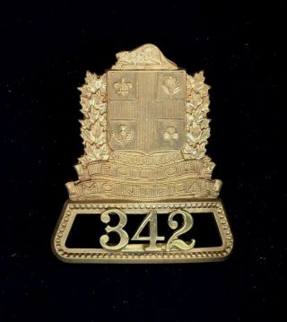 Obsolete - Montreal (quebec) Police - Numbered Cap Badge Circa 1920 To C.  1950