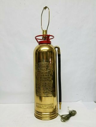 Antique Brass Fire Extinguisher General Quick Aid W/ Hose Ts - 15 Lamp S&h