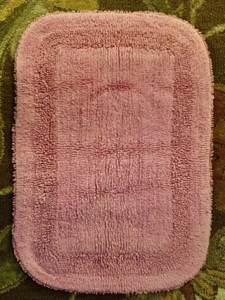 Vintage Chenille Bath Rug Thick Heavy Pink 25” X 17 - 1/2” Ec