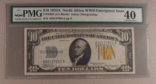 1934 - A Fr.  2309 $10 North Africa Wwii Emergency Issue Silver Certificate Pmg 40