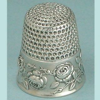 Antique Sterling Silver Roses Thimble By Waite,  Thresher Co.  Circa 1890s