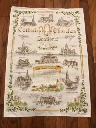 Cathedrals & Churches Of Scotland Linen Dishcloth Kitchen Towel (j2)