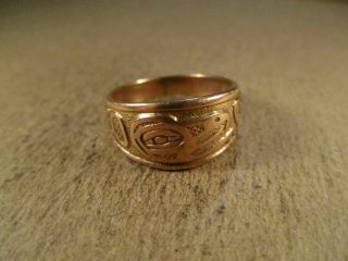 Vtg Pacific Northwest Pnw 10k Solid Gold Bird Ring,  Unsigned,  Size 9.  5,  7.  1g