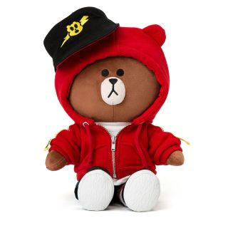 Korea Line Friends Beat Brown Costume Edition Red Hood Plush Doll Mascot Gift