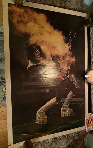 Kiss Vintage Poster Ace Frehley " Smoking Guitar " 1977 Poster