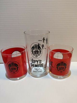 Set Of 3 Vintage Safe House Drinking Glasses Milwaukee Bar Spy Cocktail Pint