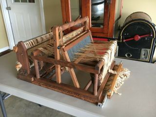 Vintage Saleman ' s Sample Weaving Loom Mechanical Store Display Cotton Material 2