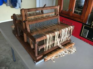 Vintage Saleman ' s Sample Weaving Loom Mechanical Store Display Cotton Material 3