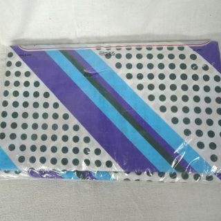 Vtg Sleepwell Twin Flat Sheet Polka Dots Stripes Purple Blue Irregular 2
