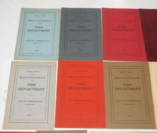 1914 - 1929 City of Springfield MA Fire Department Annual Reports,  Set of 16 2