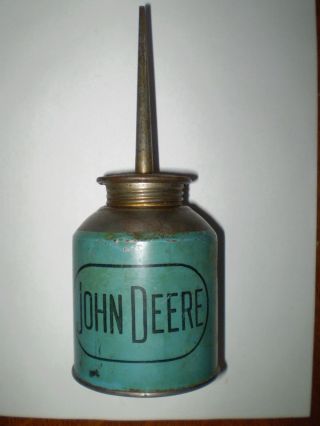 Vintage Blue John Deere Oil Advertising Can For Burgoyne Bros.  Auburn,  Indiana