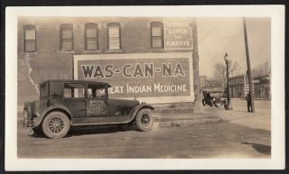 Indian Medicine Billboard & Chief Logo Hudson Car 1910s Vintage Sioux City Photo