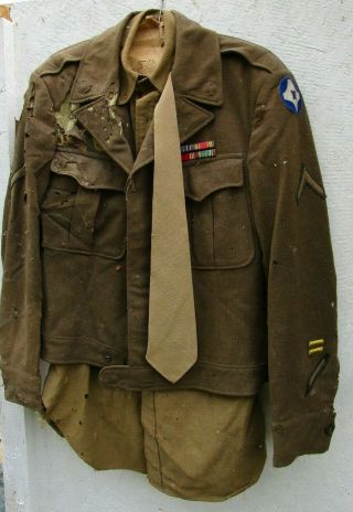 Authentic World War 2 U.  S Army Uniform Moth Eaten Costume