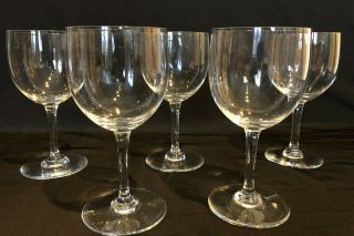 Vintage 5pc Set Of Baccarat France Clear Crystal Wine Glasses Signed 5 3/4 " High