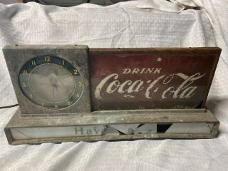 Vintage 1950’s Coca - Cola Fountain Shop Light - Up Clock