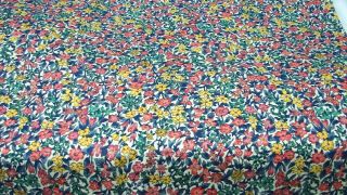 Nearly 3 Yards Vintage Pretty Floral Print Cotton Fabric