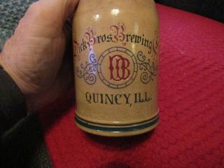 Vintage Dick Bros.  Brewing Co. ,  Quincey,  Illinois Stoneware Beer Mug/stein.
