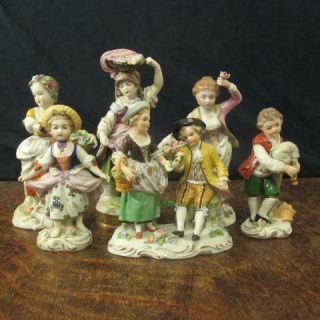 5x Vintage 20thc Sitzendorf & 1x Oldest Volkstedt Porcelain Figures