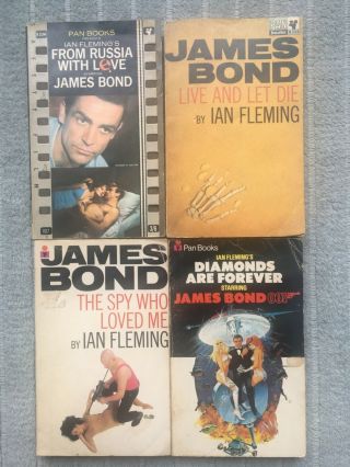 Pan Books X4 Ian Fleming James Bond Paperback Bundle Vintage