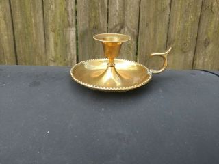 Vintage Solid Brass Candle Holder With Finger/thumb Handle