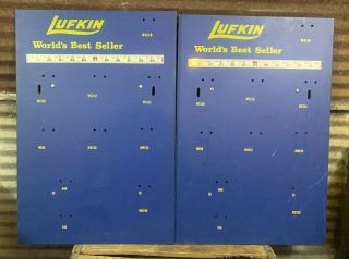 Pair Vtg 70s Lufkin Tape Measure Hardware Display Counter Top Store Display Sign