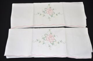 Embroidered Pillowcases Vintage 1980 