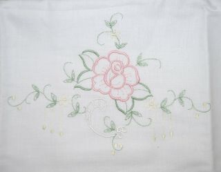 Embroidered Pillowcases Vintage 1980 ' s Cotton Machine Embroidered 3