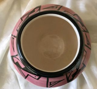 Donna Bancroft Signed Pot Ute Mountain Native American Pottery Pink Aqua Ivory 3