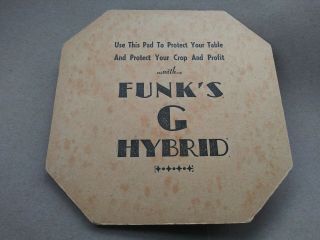 Rare 1950s Funks G Hybrid Corn Hot Pad Vintage Old Farm Sign Seed Feed Cow Cook 3