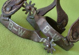 Maker Mark 1st American Vintage Silver Mounted Sweet Iron Cowboy Ranch Spurs Nr