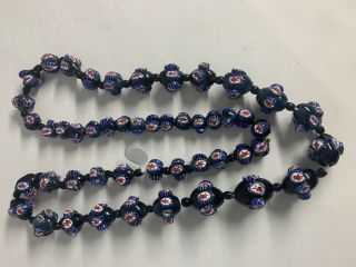 Vintage Venetian Murano Glass Beads Necklace blue red cane inset 2